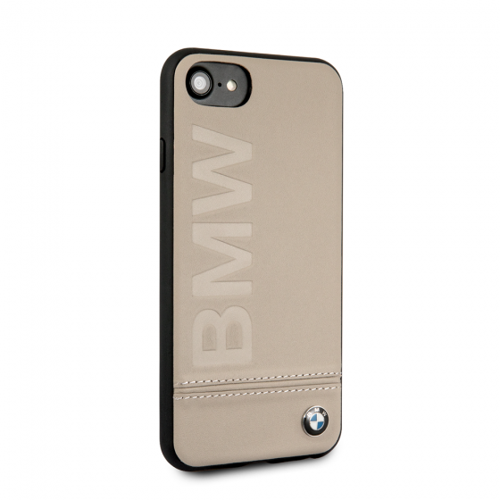 BMW iPhone 8 & iPhone 7 Taupe Genuine Leather Hard Case