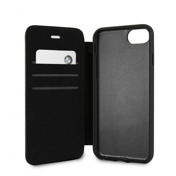 BMW iPhone 8 & iPhone 7 Black Genuine Leather Hard booktype Case