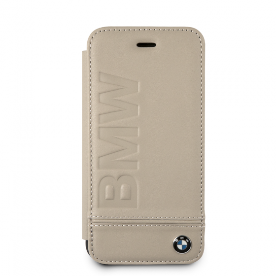 BMW iPhone 8 & iPhone 7 Black Genuine Leather Hard booktype Case