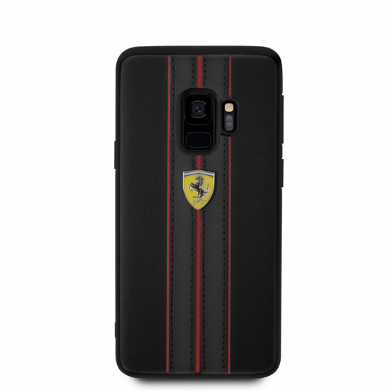 Samsung Galaxy S9 Ferrari - leather hard case - Black Ferrari logo