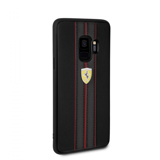 Samsung Galaxy S9 Ferrari - leather hard case - Black Ferrari logo